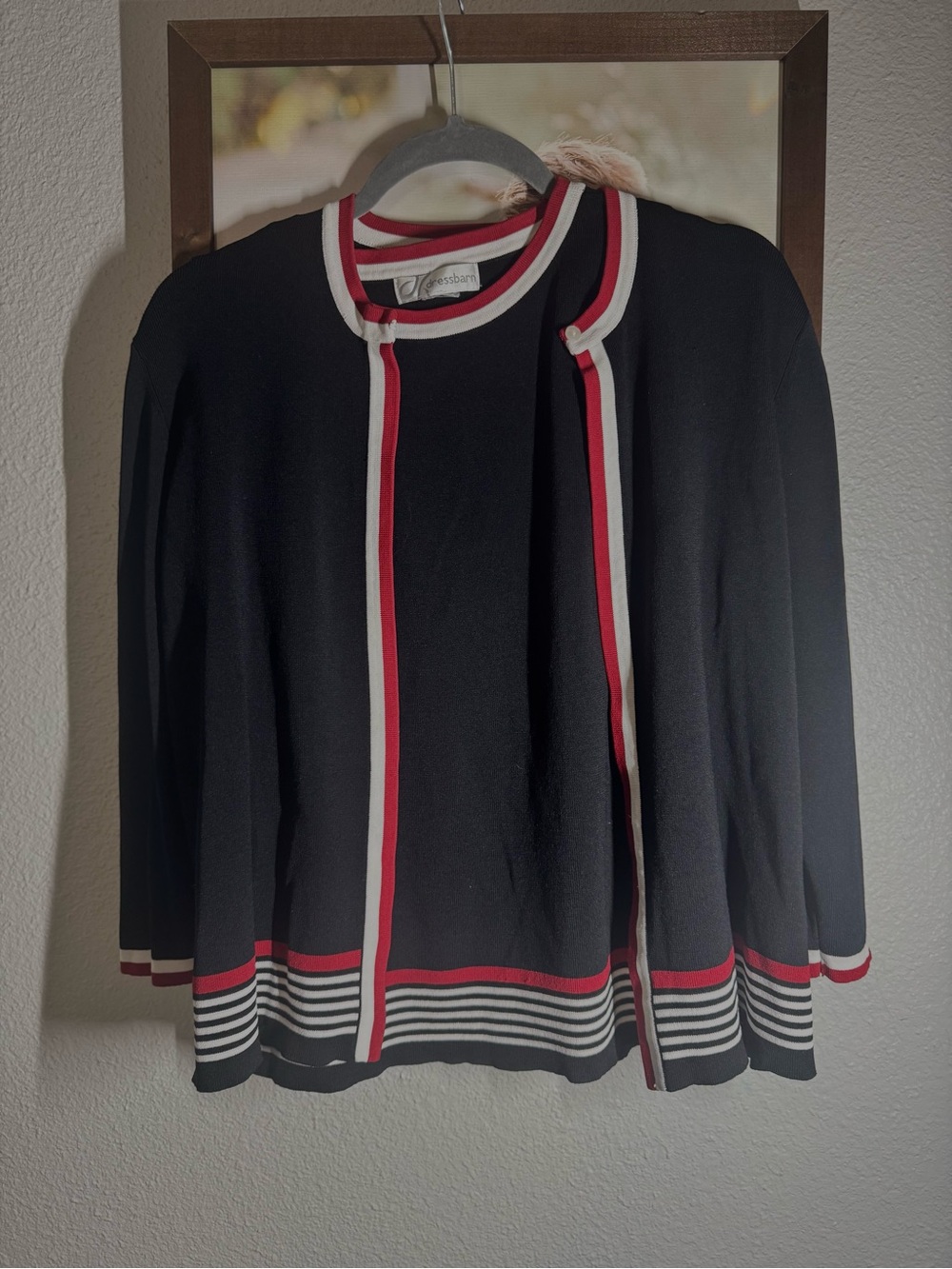 dressbarn set Black Cardigan & tank with Red and White Trim women’s LG